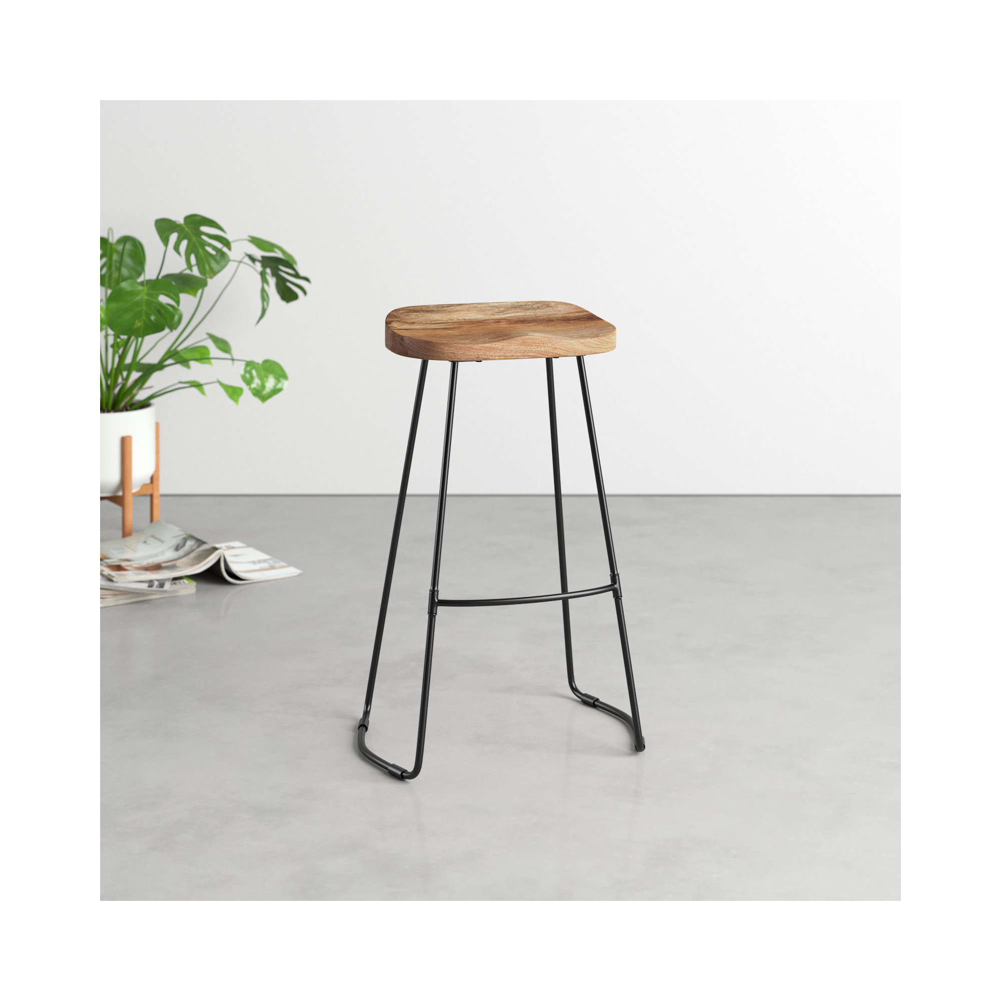 Geonna Solid Wood Bar & Counter Stool, Bar Stool (30" Seat Height), Natural