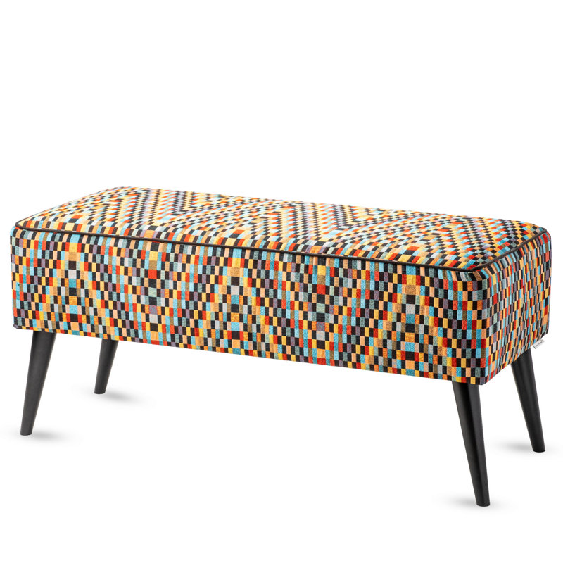 Saxonburg Upholstered Bench, 47 H x 100 W x 30 D cm, Red / Yellow / Blue