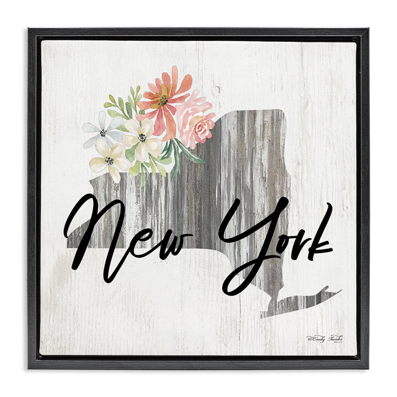 "Shabby Elegance New York", art mural encadré par Cindy Jacobs, Cadre flottant noir de jais, H 18 po x l 18 po