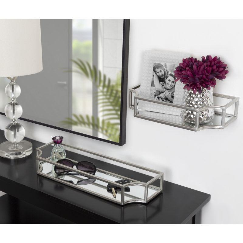 Turgut 2 Piece Metal Floating Shelf, Silver