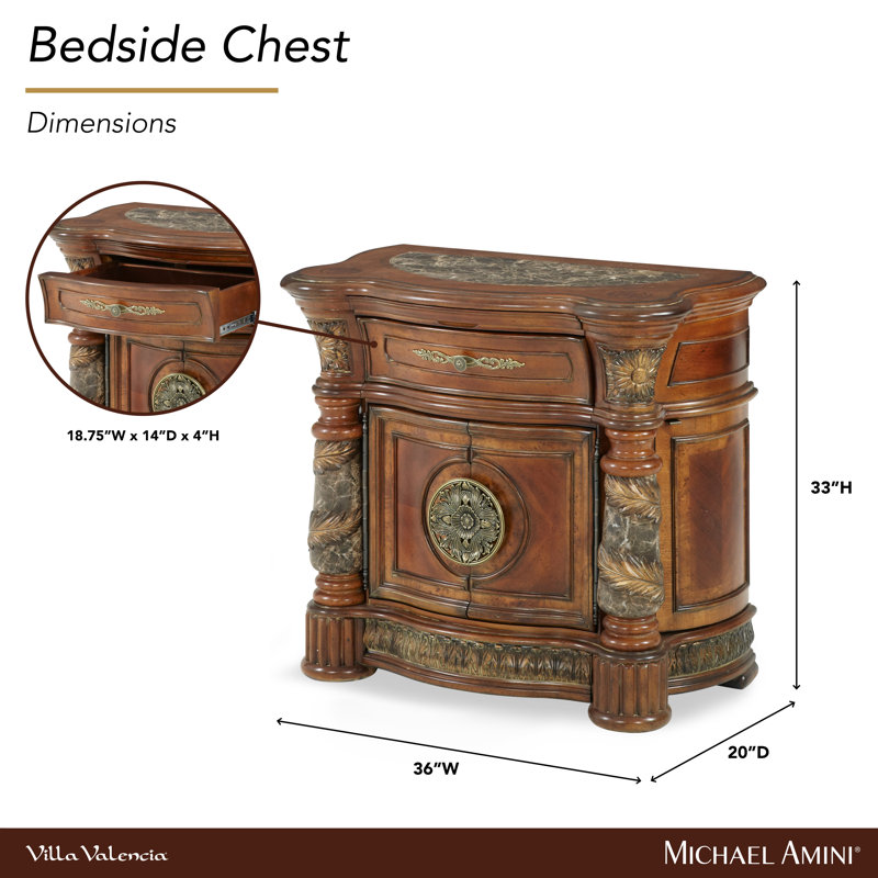 Villa Valencia Wood Bedside Chest