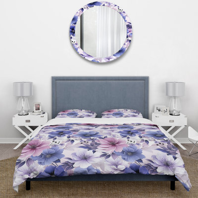 Literie à motif floral exquis mauve