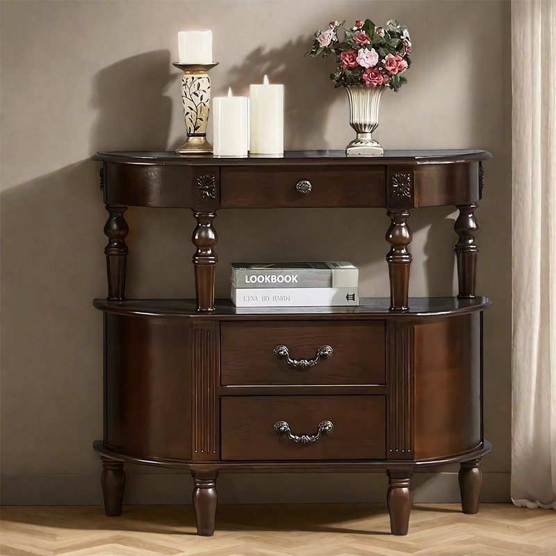 Commode d'appoint Classic, H 32,7 po x l 35,4 po x P 11,8 po, Noir noyer
