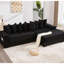 Canapé modulaire en velours côtelé de 111,91 po avec repose-pieds mobile, porte-gobelets, 8 coussins et poche latérale pour repose-pieds confortable modulaire en L-1398567694