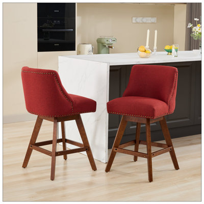 Tabourets pivotants avec pieds en bois, ensemble de 2