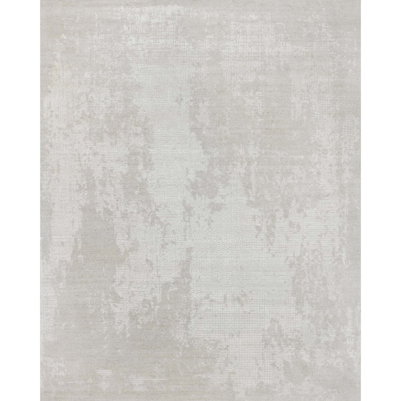Tapis beige noué à la main de haute qualité, Rectangle 8 pi x 10 pi