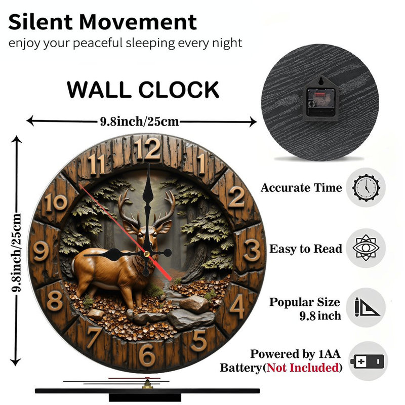 Horloge murale cerf