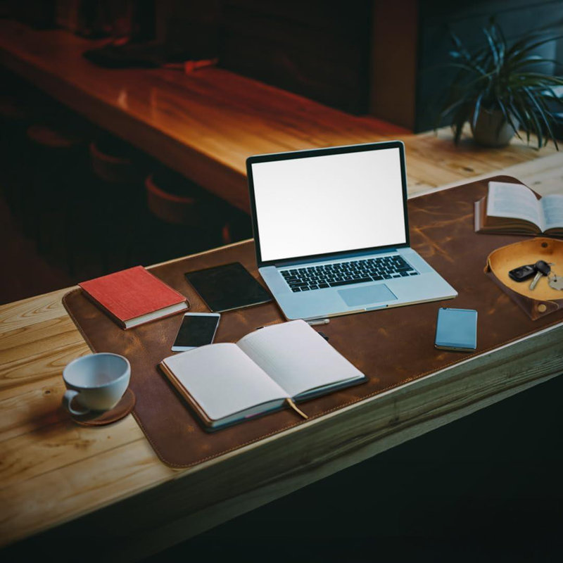 Ensemble de tapis de bureau en cuir véritable (32 x 16)
