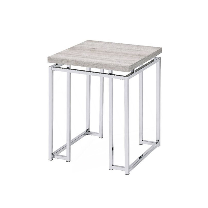 Table de bout carrée avec base en métal