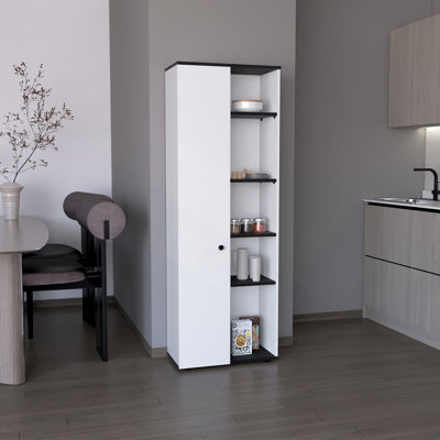 Armoire de rangement de 67 po de hauteur avec une porte, cinq tablettes intérieures et cinq tablettes extérieures
