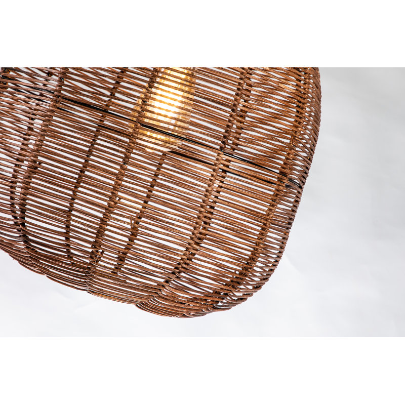 1-Light Brown Woven Rattan Pendant