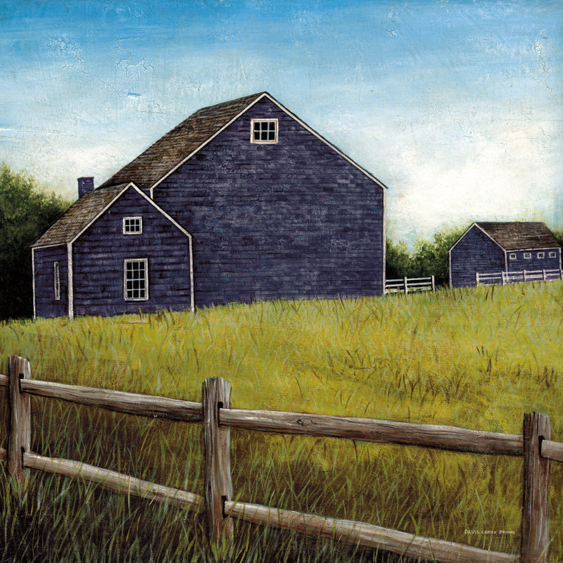 " Weathered Barns Navy " by David Carter Brown Painting Print, 12" H x 12" W x 1.25" D