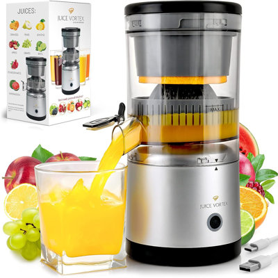 Zulay Kitchen Juice Vortex Portable Juicer Squeezer For Fruits and Vegetables - Wireless USB Rechargeable Small Citrus Juicer Machine -  Z-JC-VRTX-BLCK-SLVR