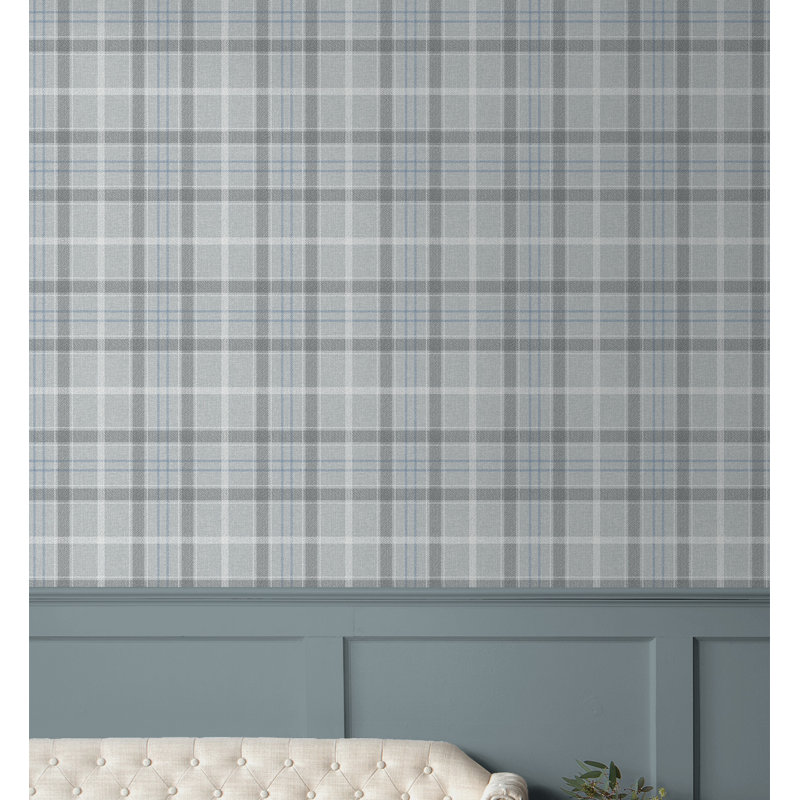 Papier peint auto-adhésif à carreaux Ebav Designs, Bleu/gris/crème, Vinyle, L 18 po x l 20,90 po