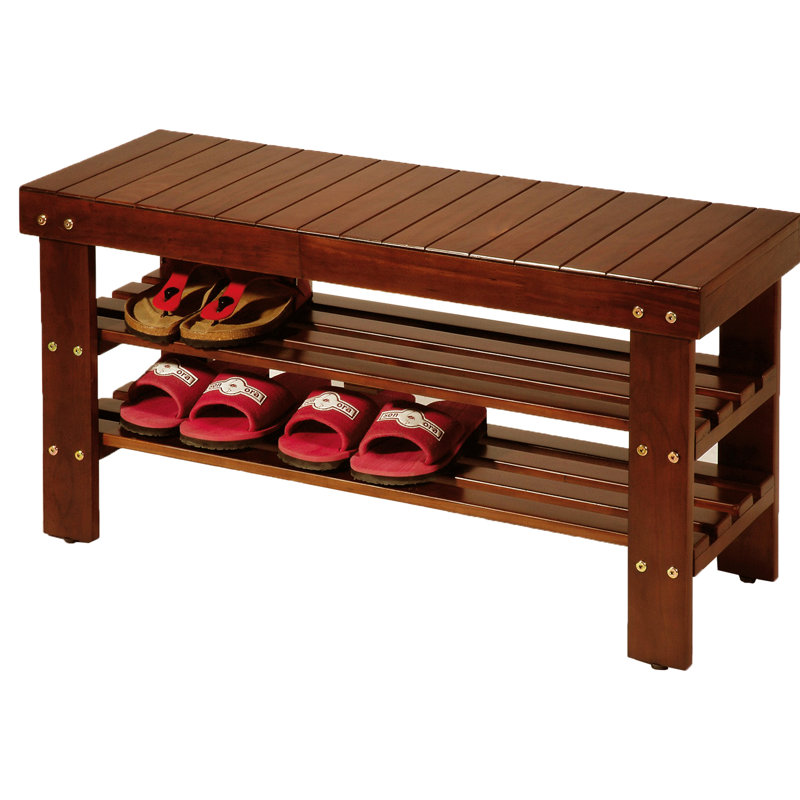 Banc à chaussures en bois massif blanc avec tablette - et finition de produit pratique, assemblage facile, Blanc