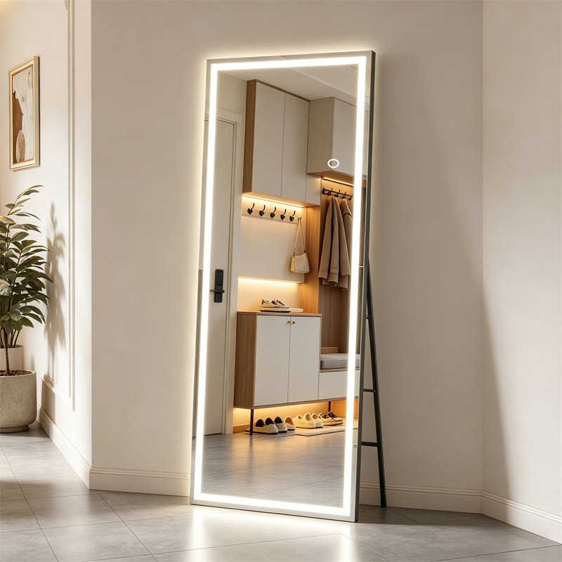 Full Body Mirror, LED Full-Length Mirror - Floor Standing And Wall Mounted Vanity Mirror With Adjustable Light, 67" x 22"