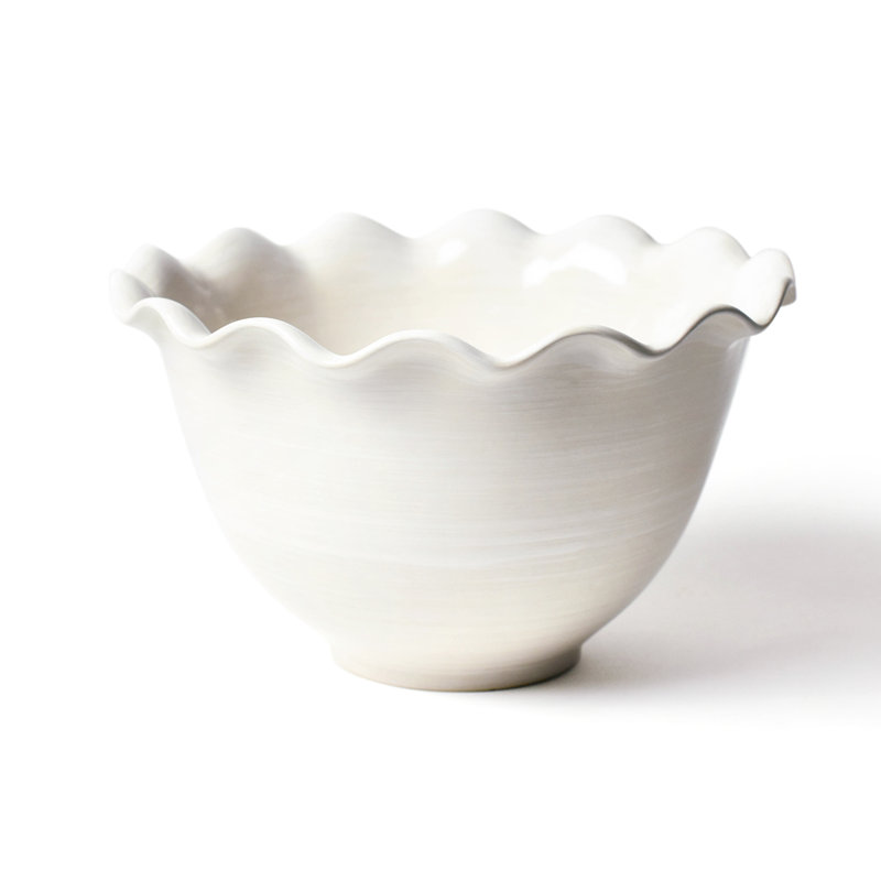 Signature White Ceramic Ruffle Serving Bowl, 9-inch