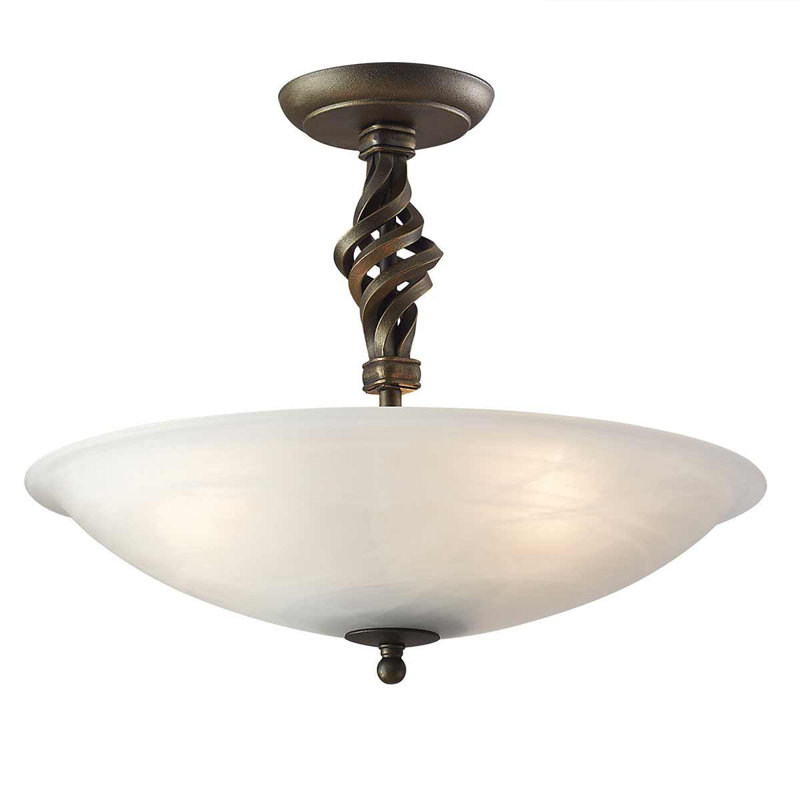 Sackler Glass Semi Flush Mount, Black/Gold