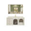 Meuble-lavabo mural moderne en bois d'hévéa couleur crème avec lavabo en céramique intégré et armoire à miroir intelligent-1162053333
