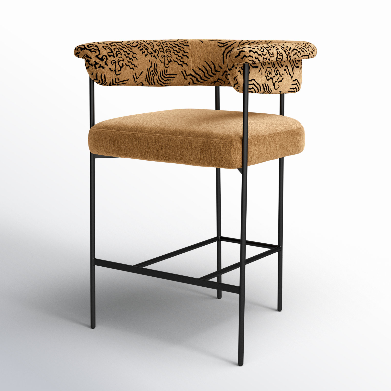 Lyssa Counter and Bar Stool, Counter Stool (26.5" Seat Height), Brown Polyester, Abstract