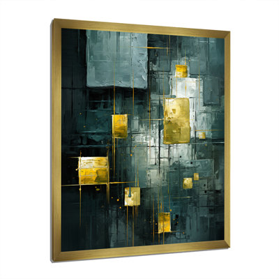Emerald Reflections Abstract Cubist I - Peinture abstraite sur toile, art mural