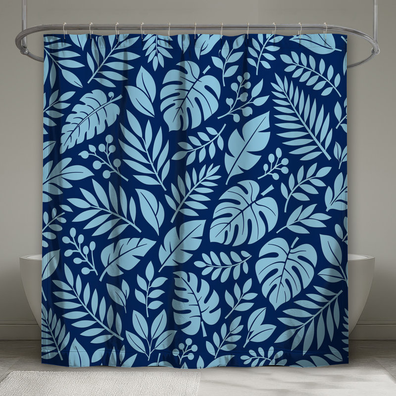 Rideaux de douche à motif de feuilles tropicales extra long, L 70 po x H 84 po