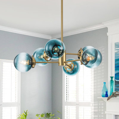 6 - Light Chandelier with Glass Accents 