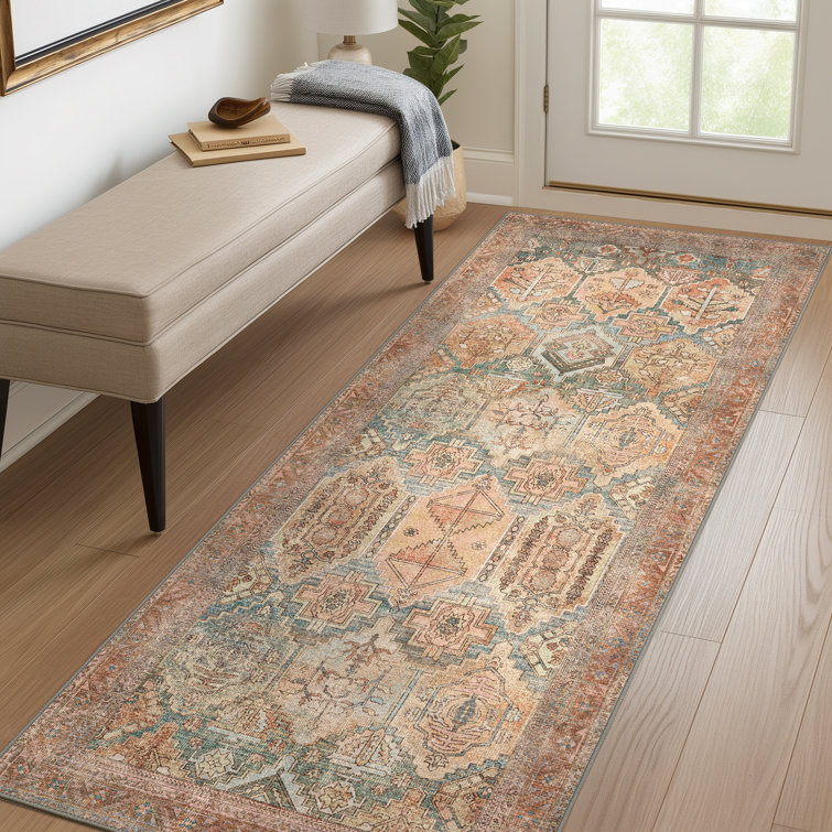 Fayanna Oriental Machine Washable Non-Slip Backing Area Rug