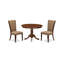 L'ensemble de salle à manger 3 pièces comprend une table de salle à manger ronde avec piédestal et 2 chaises rembourrées en tissu de lin sable blanc lin-443064793-443064792-443064794