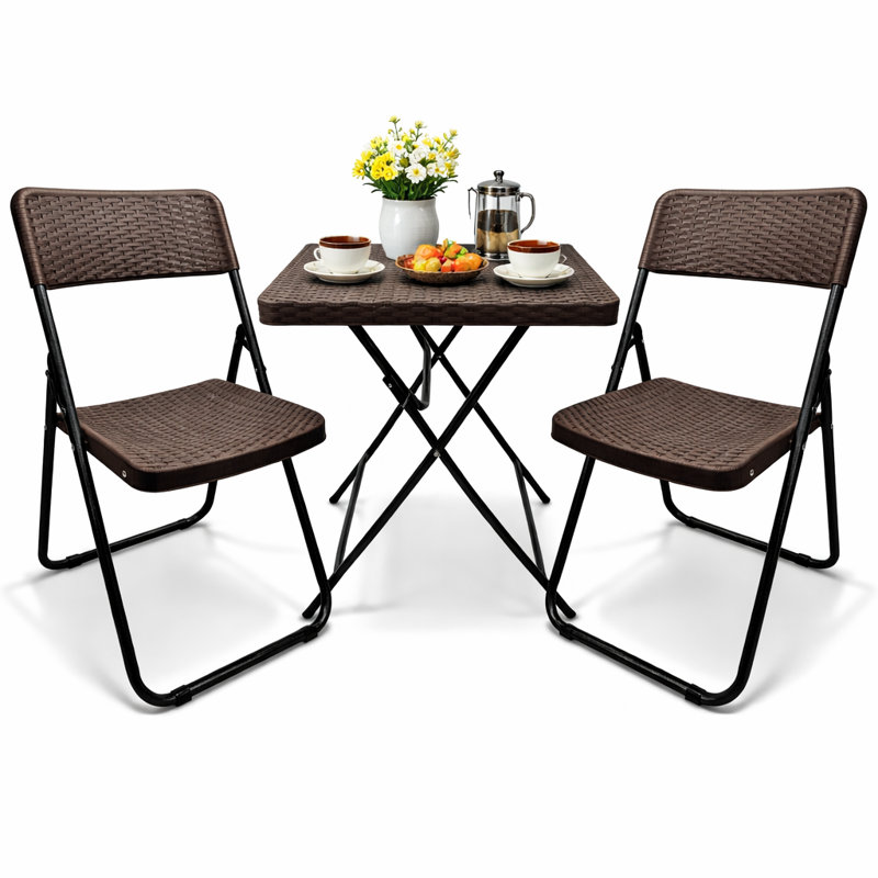 SUNMER Rattan 3-piece Bistro Set, Brown