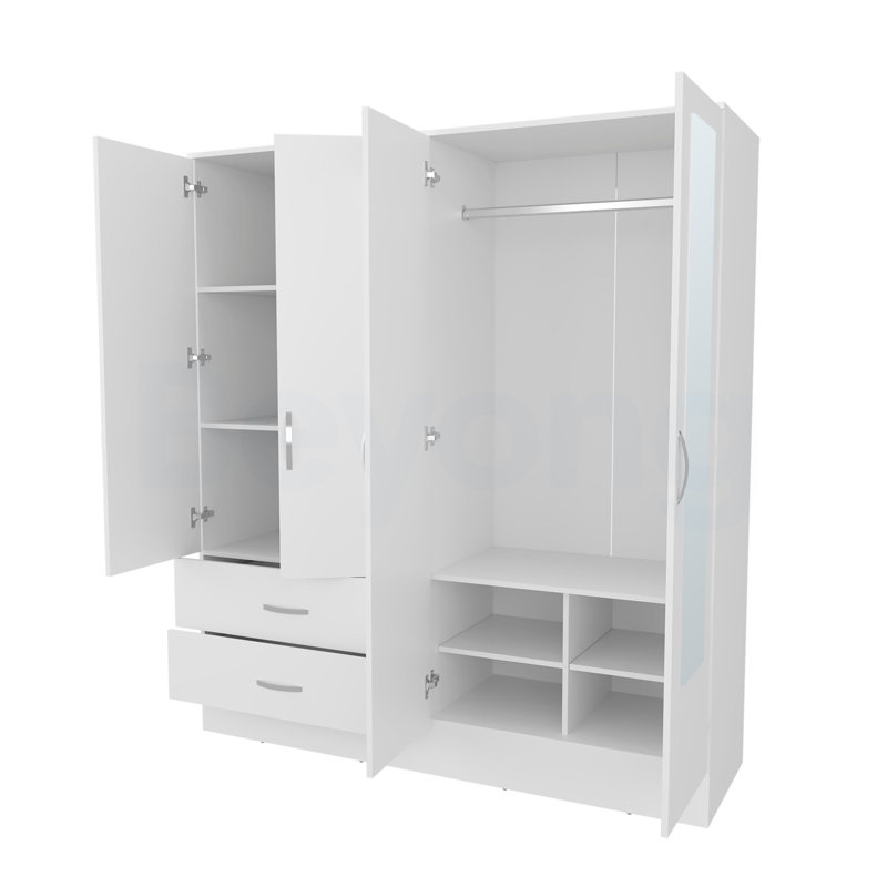 Rangement pour garde-robe blanc avec 2 miroirs