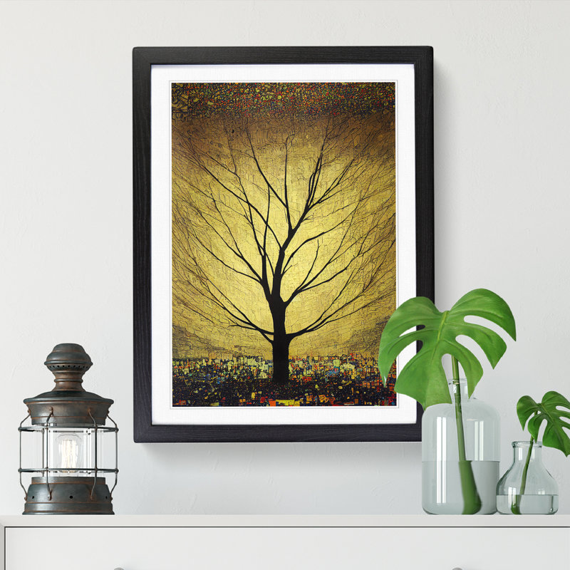 Apple Tree In Gold Framed Print, 34cm H x 25cm W x 2cm D, Walnut Framed