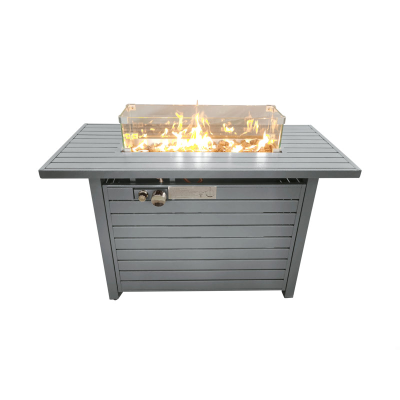 Table de foyer d'extérieur en acier au propane avec couvercle