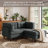 3 - Piece Upholstered Gray Tufted Corduroy Modular Sectional with Pillow Back and Removable Flip-Tray Top Storage Ottoman-2024983086