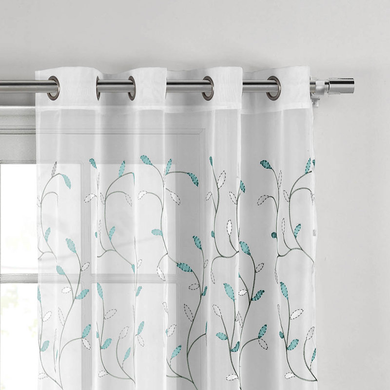 Ajay Sheer Single Curtain Panel, Turquoise, 54" W x 84" L