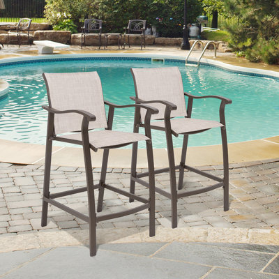 Amarious Powder Coated Aluminum Outdoor 27.5'' Bar Stool
