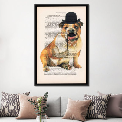 «Vintage Paper Series: English Bulldog», reproduction d'impression sur toile