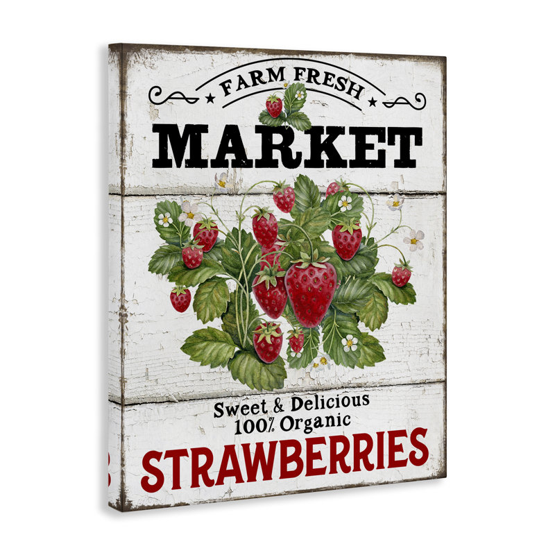 Art mural sur toile Farm Fresh Strawberries par Creatif Belle bp-563_CN, H 48 po x l 36 po