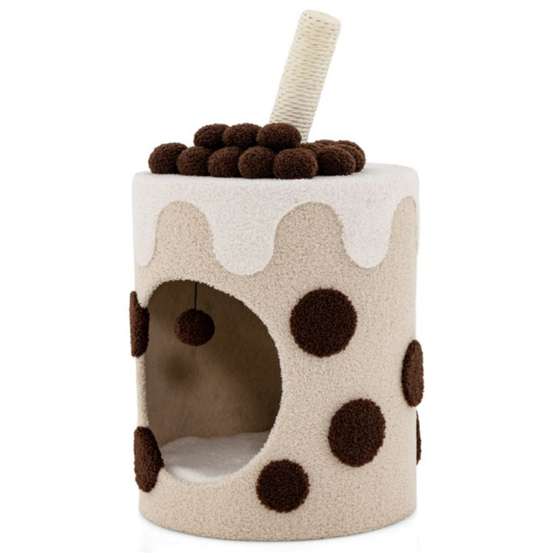 Bubble Tea Cat Tree Tower With Scratching Post, Coffee
