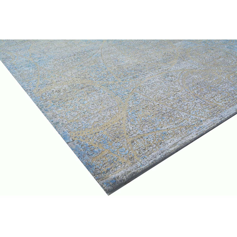 Handmade Silk and Wool Abstract Area Rug, Rectangle 8' x 10'