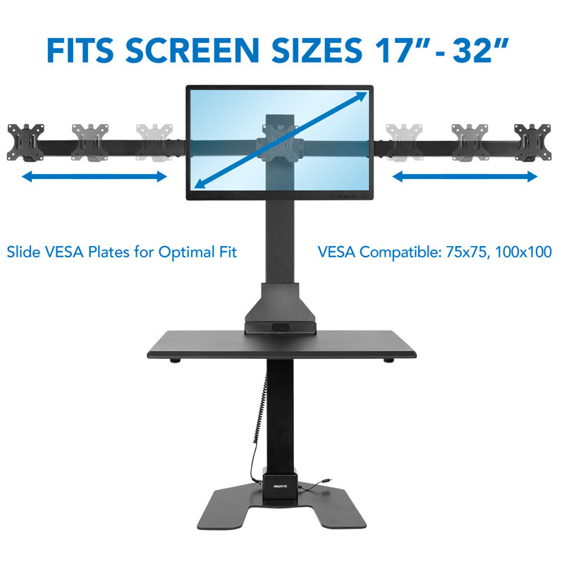 Electric Adjustable Triple Monitor Standing Desk Converter