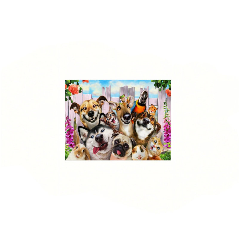 Art mural sur toile sans cadre 24 "x 18" Goofy Garden Dogs