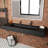Pyramid 60" Wall Mounted Rectangular Solid Surface Bathroom Trough Sink in Matte Finish - Black, With Faucet Holes-1383740-28833619
