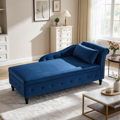Maci 74"L Oversized Upholstered Velvet Storage Deep Seat Chaise Lounge with Hidden Storage