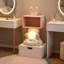 Mignonne table de chevet pour enfants en forme de lapin avec lampe intégrée et tablette de rangement, table de chevet rose avec tiroir et veilleuse lune pour la chambre à coucher