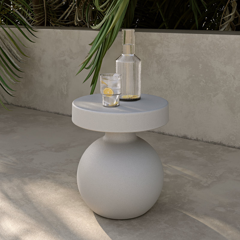 Begonia Outdoor Side Table , 15.75'' in. W 15.75'' in. D, Greige