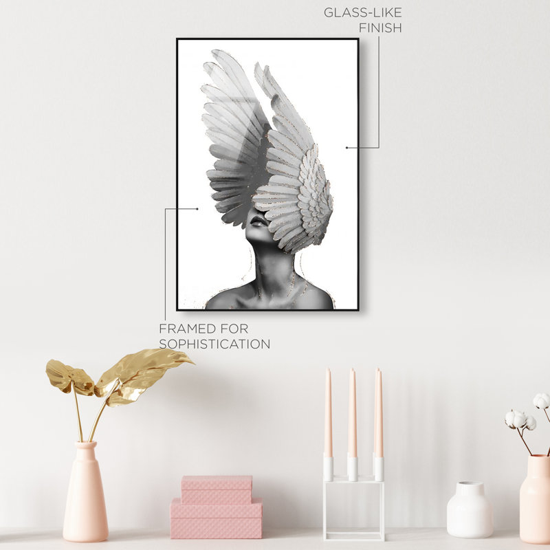 Unfurling Reversed Wings Canvas Fashion Print by Oliver Gal, 46"H x 31"W, Black Frame