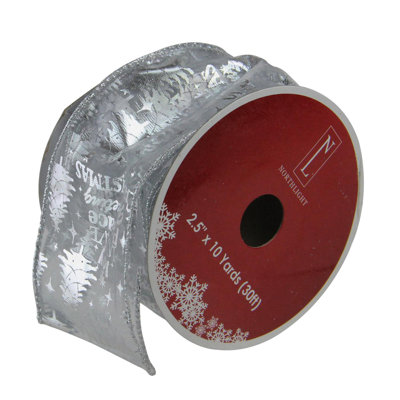 Bobines de rubans de Noël câblées Club Silver 2,5 po x 120 verges au total