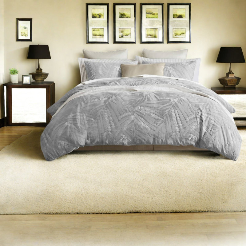 Ensembles de literie en coton de qualité supérieure pour grand lit, confort de chambre moderne gris clair