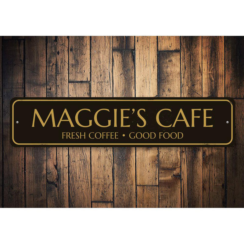 Enseigne de café personnalisée en aluminium, H 6 po x l 24 po x P 0,063 po